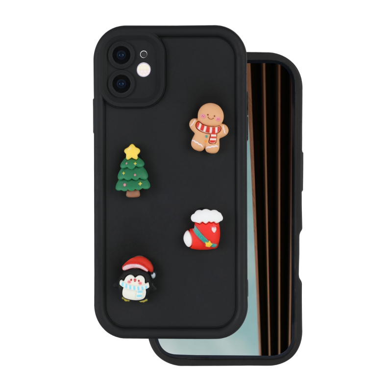 Husa pentru Apple iPhone 15 Pro, OEM, Ultra Trendy 3D Christmas, Neagra 