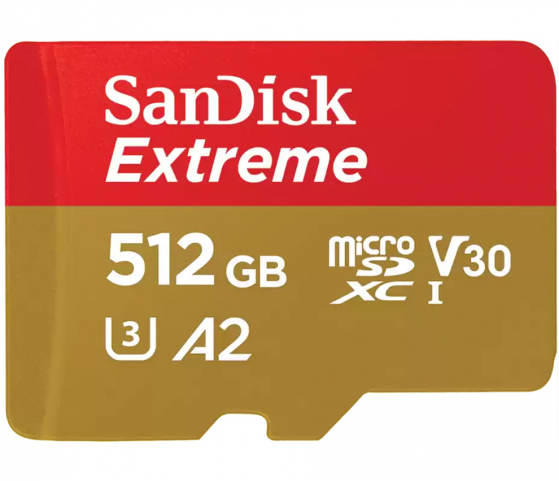 Card Memorie microSDXC SanDisk Extreme, 512Gb, Clasa 10 / UHS-1 U3 SDSQXAV-512G-GN6MN 