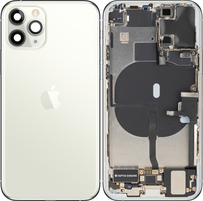 Apple iPhone 11 Pro Battery Cover, With Middle Frame, Full Parts, Silver, Swap 