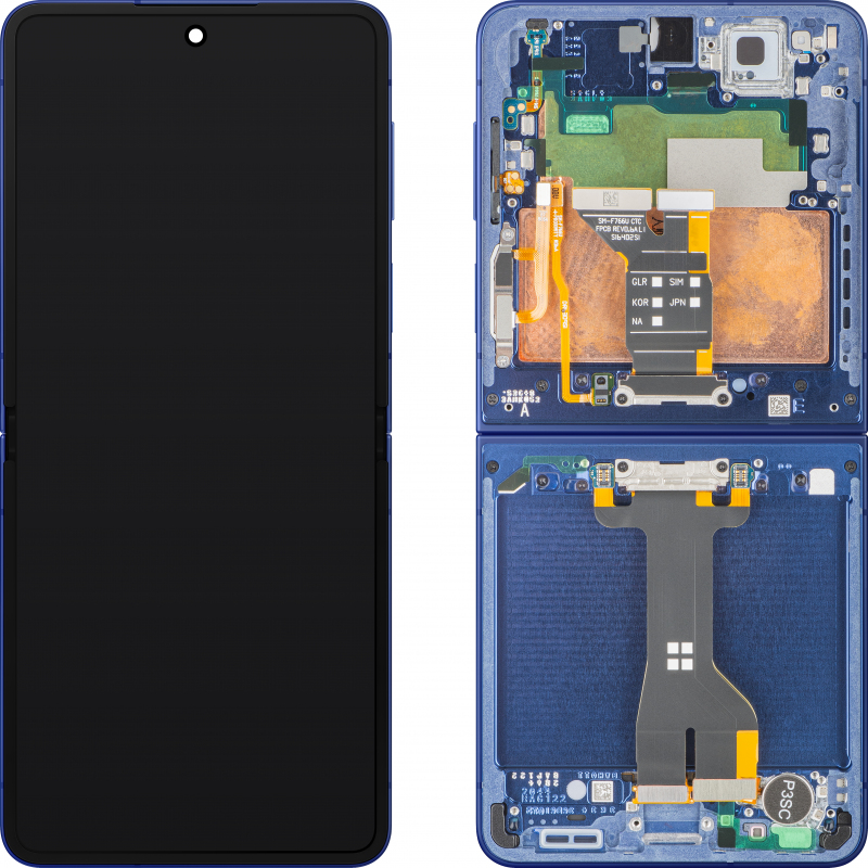 Display cu Touchscreen Samsung Galaxy Z Flip7 F766, Cu Rama, Sub Inner, Albastru (Blue Shadow), Service Pack GH82-37581A 