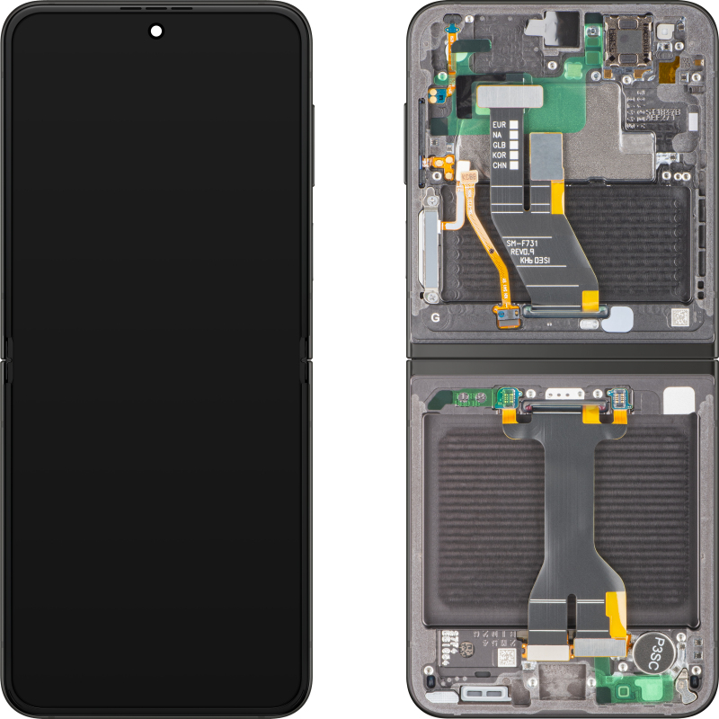 Display cu Touchscreen Samsung Galaxy Z Flip5 F731, cu Rama, Sub Inner, Gri, Service Pack GH82-31827E Display cu Touchscreen Samsung Galaxy Z Flip5 F731, cu Rama, Sub Inner, Gri, Service Pack GH82-31827E
