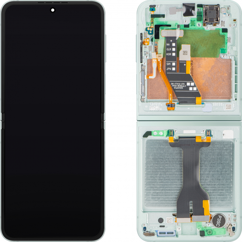 Display cu Touchscreen Samsung Galaxy Z Flip6 F741, cu Rama, Sub Inner, Verde (Mint), Service Pack GH82-35014D Display cu Touchscreen Samsung Galaxy Z Flip6 F741, cu Rama, Sub Inner, Verde (Mint), Service Pack GH82-35014D