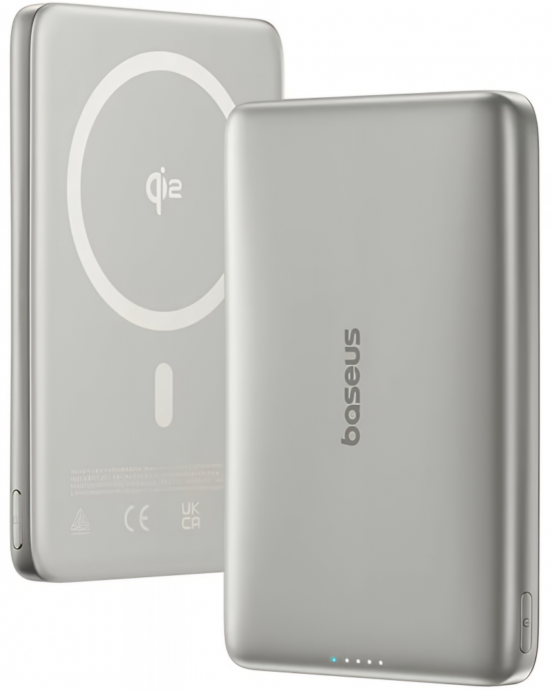 Baterie Externa Wireless Baseus PicoGo AM41, 10000mAh, 27W, PD + FQI, 1 x QI - 1 x USB-C, Bej E0027203 