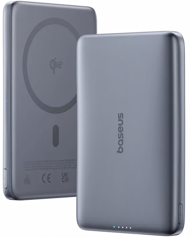 Baterie Externa Wireless Baseus PicoGo AM41, 10000mAh, 27W, PD + FQI, 1 x QI - 1 x USB-C, Gri E0027200 