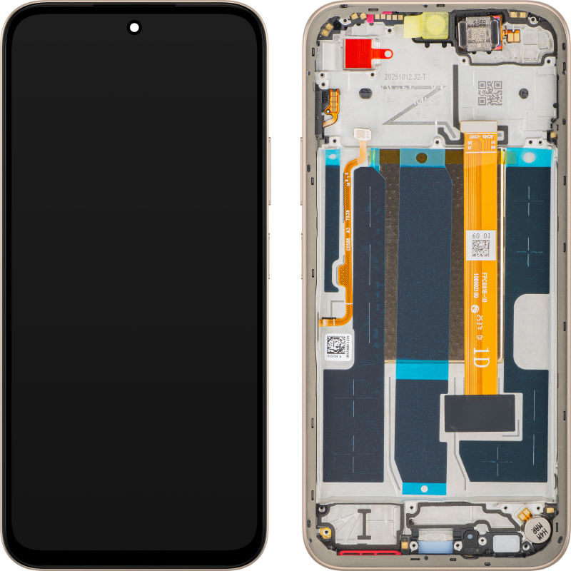Oppo A6 4G Touchscreen Display, with Frame, Gold (Aurora Gold), Service Pack 621029000744