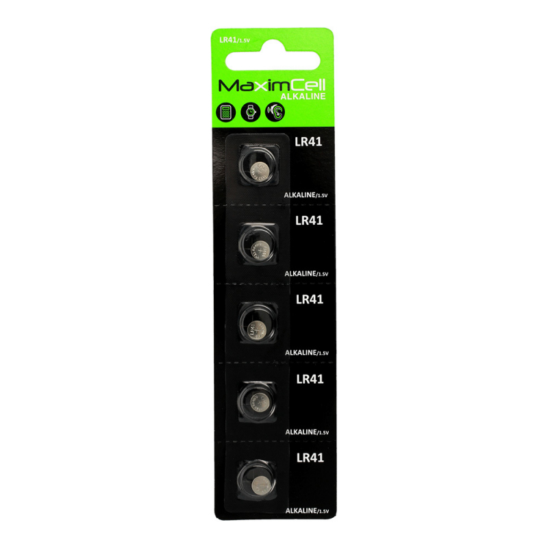 MaximCell Battery, LR41 / AG3, Set of 5 pieces 