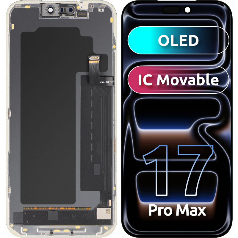 MP Touchscreen Display compatible with Apple iPhone 17 Pro Max, with Frame, OLED FHD Movable IC Version, Black 