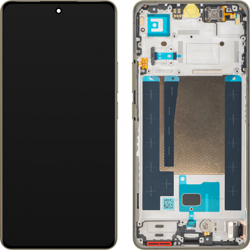 Realme 16 Pro+ Touchscreen Display with Frame, Gold, Service Pack 621029000806