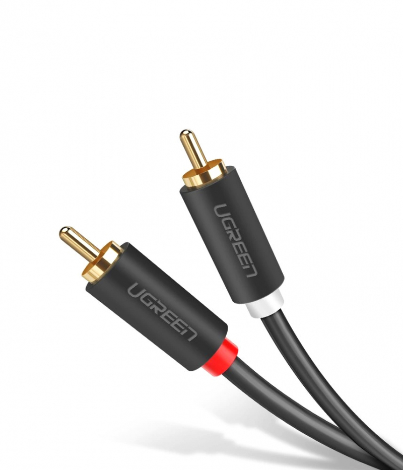 Cablu Audio UGREEN AV104, 2 x RCA - 2 x RCA, 2m, Negru 