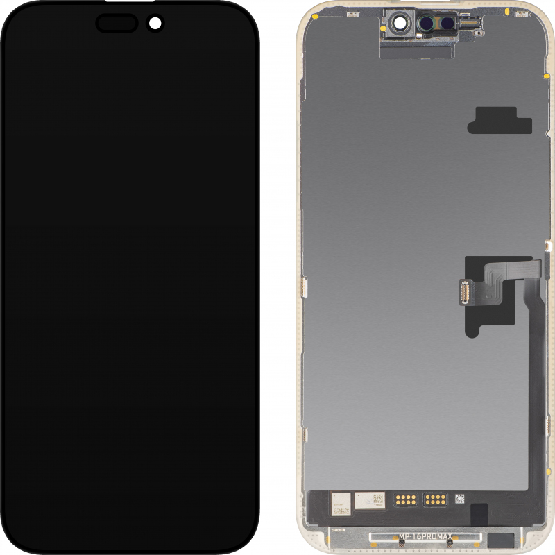 Display cu Touchscreen MP compatibil cu Apple iPhone 16 Pro Max, cu Rama, Versiune Soft OLED FHD Diagnostic, Negru 