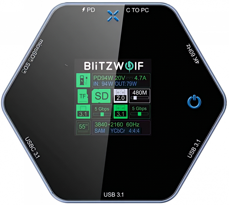 Hub USB-C BlitzWolf BW-TH16, 8in1, Gri 