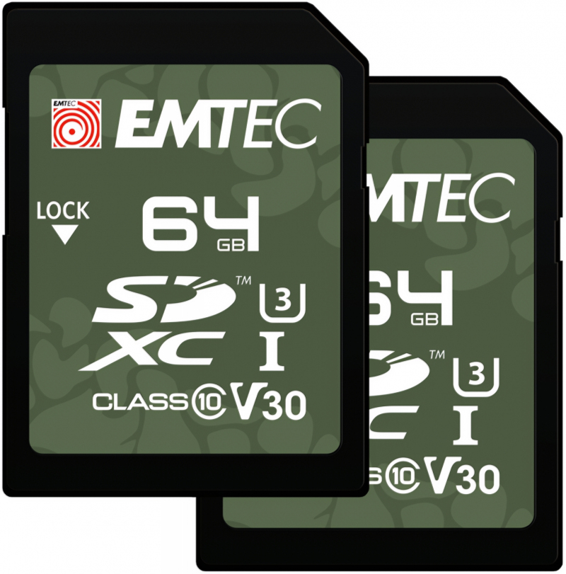 Card Memorie SDXC Emtec Rugged Outdoor, 64Gb, Clasa 10 / UHS-1 U3, Set 2 bucati ECMSD64GXCU3ORP 
