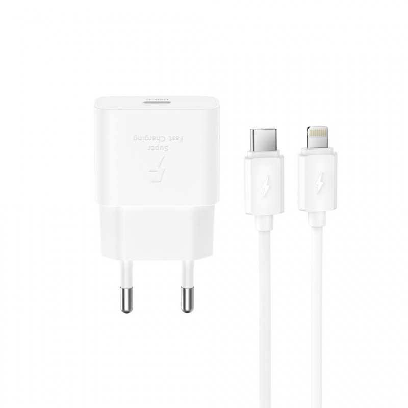 Incarcator Retea Cu Cablu Lightning XO Design L167, 25W, 3A, 1 x USB-C, Alb 