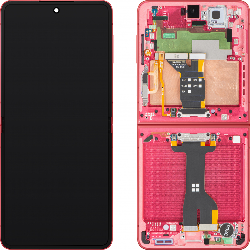 Display cu Touchscreen Samsung Galaxy Z Flip7 F766, cu Rama, Sub Inner, Coral (Coral Red), Service Pack GH82-37581D Display cu Touchscreen Samsung Galaxy Z Flip7 F766, cu Rama, Sub Inner, Coral (Coral Red), Service Pack GH82-37581D