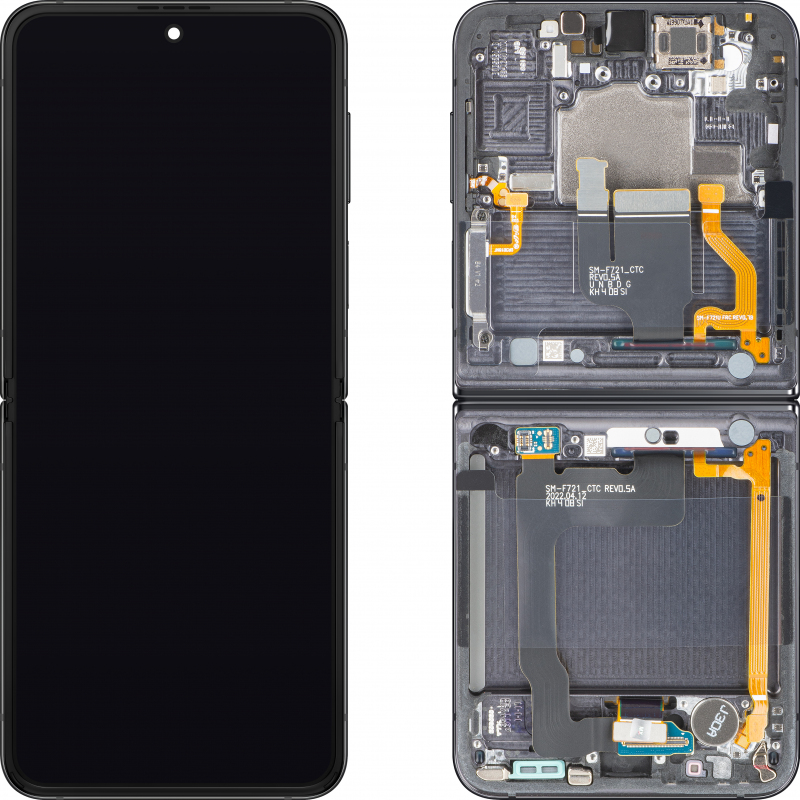 Touchscreen Display Samsung Galaxy Z Flip4 F721, with Frame, Sub Inner, Gray (Graphite), Service Pack GH82-30238A Touchscreen Display Samsung Galaxy Z Flip4 F721, with Frame, Sub Inner, Gray (Graphite), Service Pack GH82-30238A