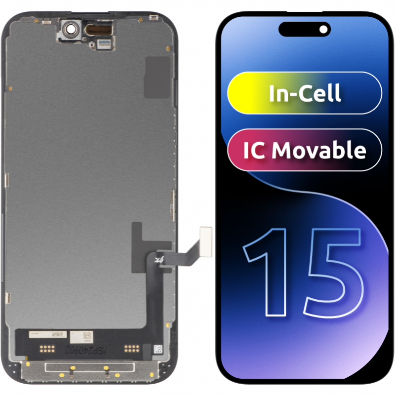 Display cu Touchscreen JK pentru Apple iPhone 15, cu Rama