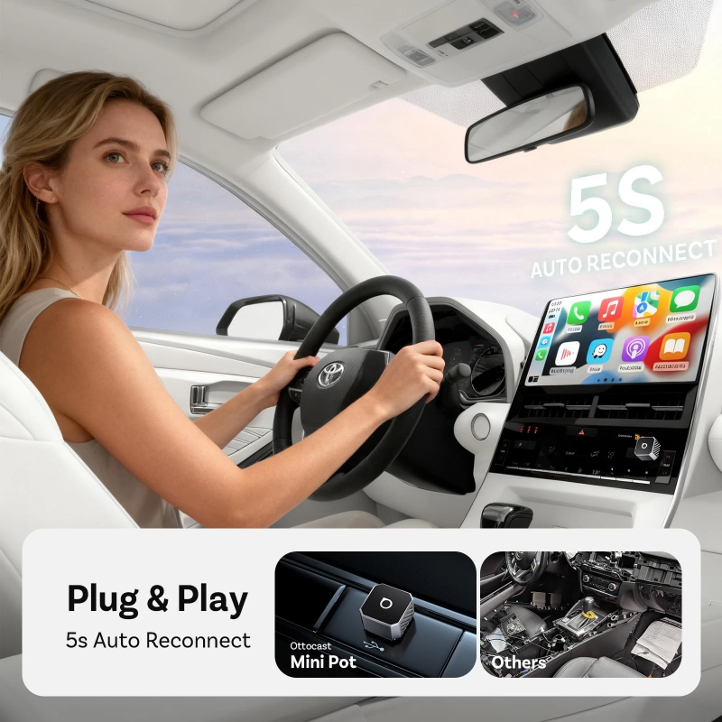 Adaptor Carplay / Android Auto Wireless Ottocast Mini Cube Style C